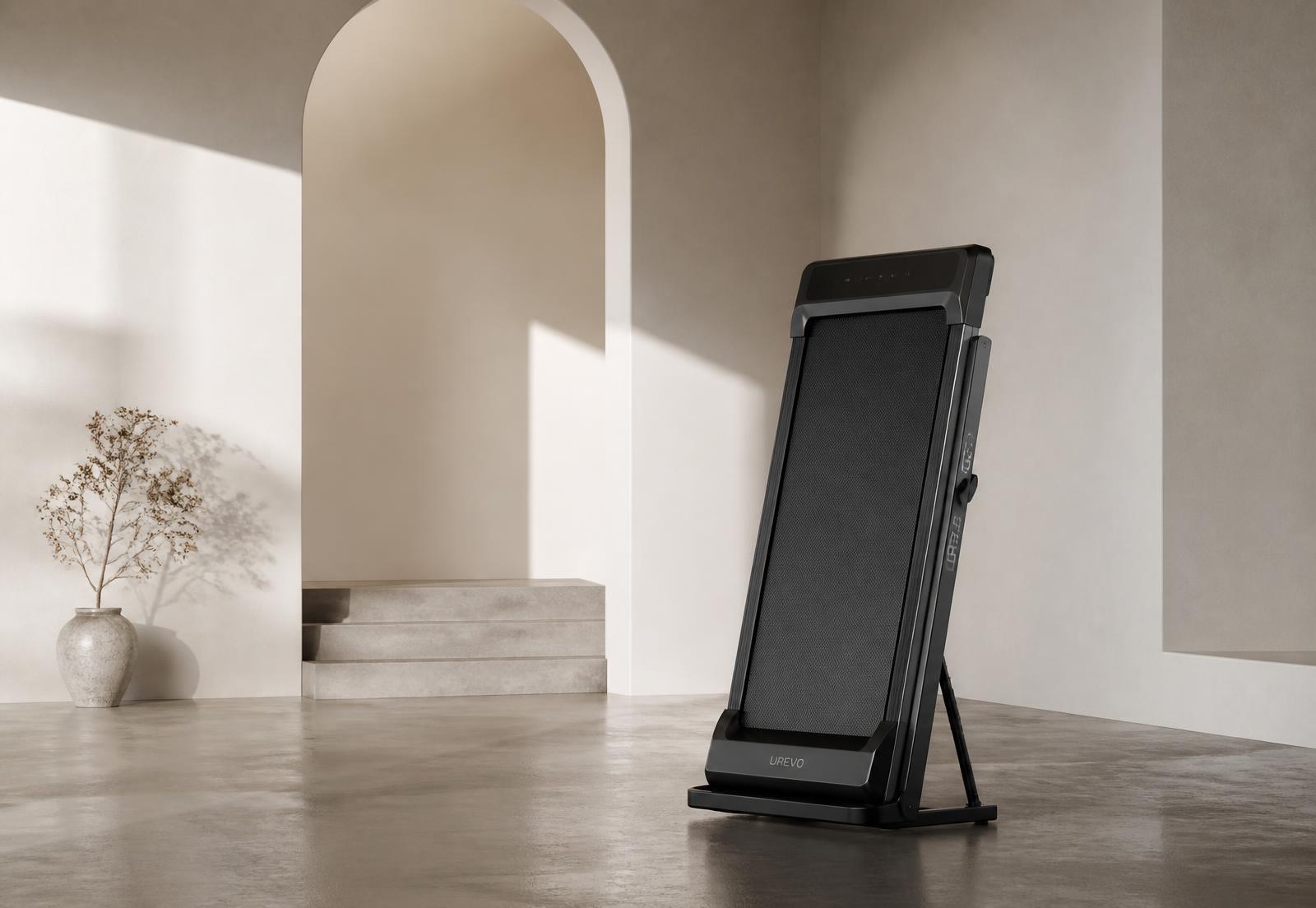 MODUFORM ElevateRun 15 foldable treadmill upright in an architectural room